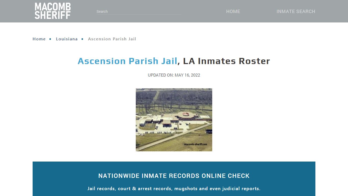 Ascension Parish Jail, LA Jail Roster, Name Search